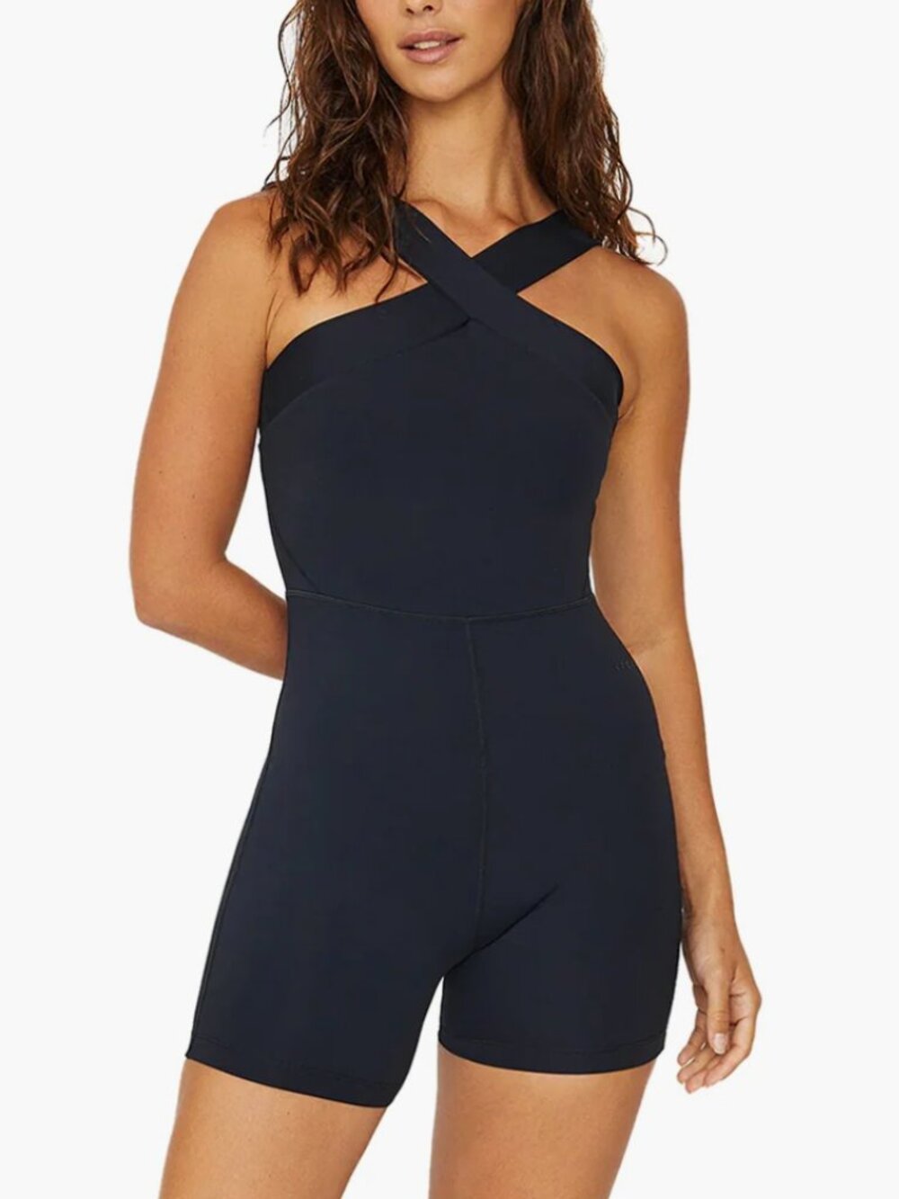 Cream Yoga Rene Cross Neck Bodysuit Black Like New Small